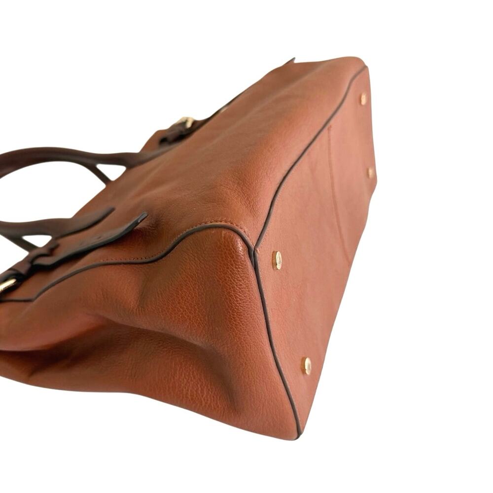 Cole Haan brown pebbled leather satchel tote belted detail - Picture 8 of 16